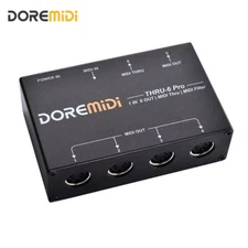 MIDI THRU-6 Pro Box Convert 1 MIDI Input Into 6 MIDI Outputs + USB MIDI Output