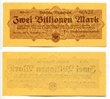 Deutsche Reichsbahn Berlin  2 Billionen Mark 6.11.1923,  unc