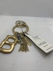 Chico's Bamboo Initial B key chain ring charms gold tone costume jewelry New — photo 5