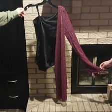 Weissman Girls MA Black Burgundy Dancewear Outfit Nylon Spandex RN 64830