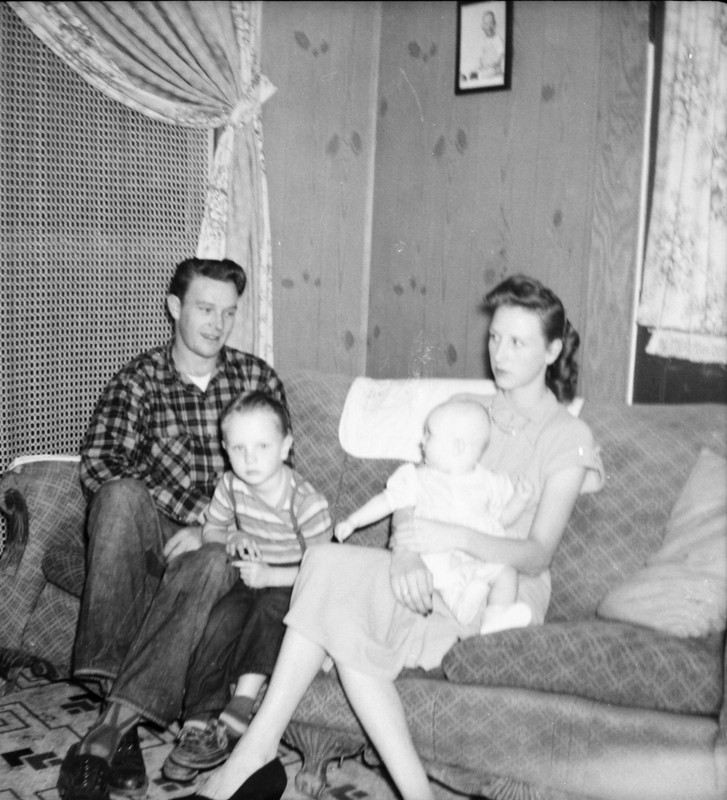 Vintage Oversized Photo Negative Man Lady Kids Family 1940's
