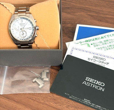Seiko Astron SBXY009 Men's Wristwatch Solar Radio-Controlled Silver Tested Japan