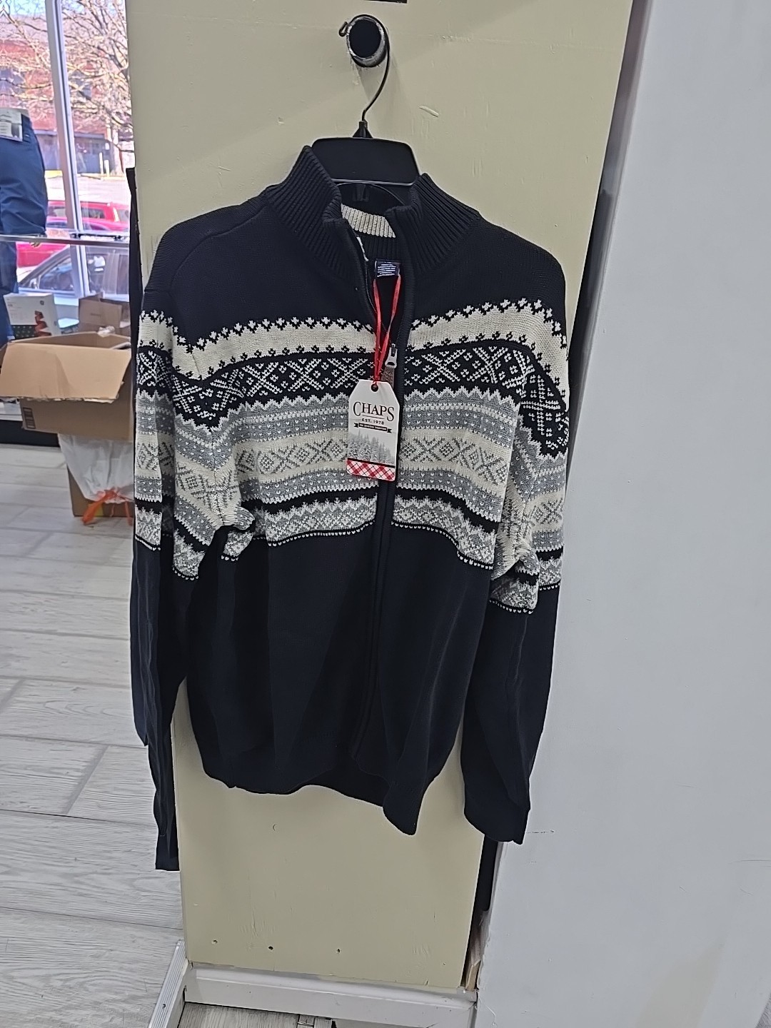 Chaps men's Fairisle full zip sweater Size Xxl