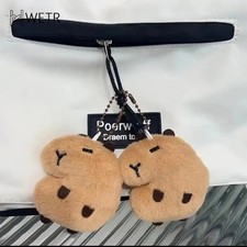 Capybara Plush Keychain Soft Animal Bag Charm Squeaky Key Ring Pendant