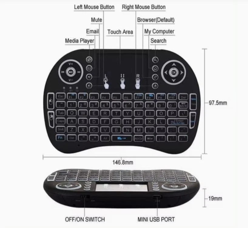 Lot ofMini3 Backlit i8 2.4GHz Wireless Keyboard for Respberry LG TVBox AndroidPC - Image 4 of 4