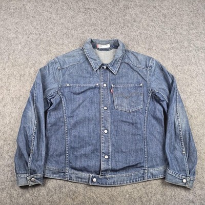 Levis Jacket Mens Large Blue Type 1 Engineered Jeans Denim Trucker Bomber Casual
