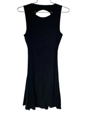Lulus In the Cards Skater Dress Size Small Open Back Fit and Flare Black Trendy