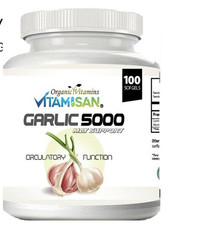 Organic Garlic Capsules - SOFGELS - 100 Capsules SOFGELS 5000 ORGANIC VITAMINS