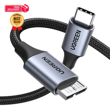 UGREEN 10Gbps USB C to Micro B Cable 10FT for External Hard Drive 10 FT, Grey