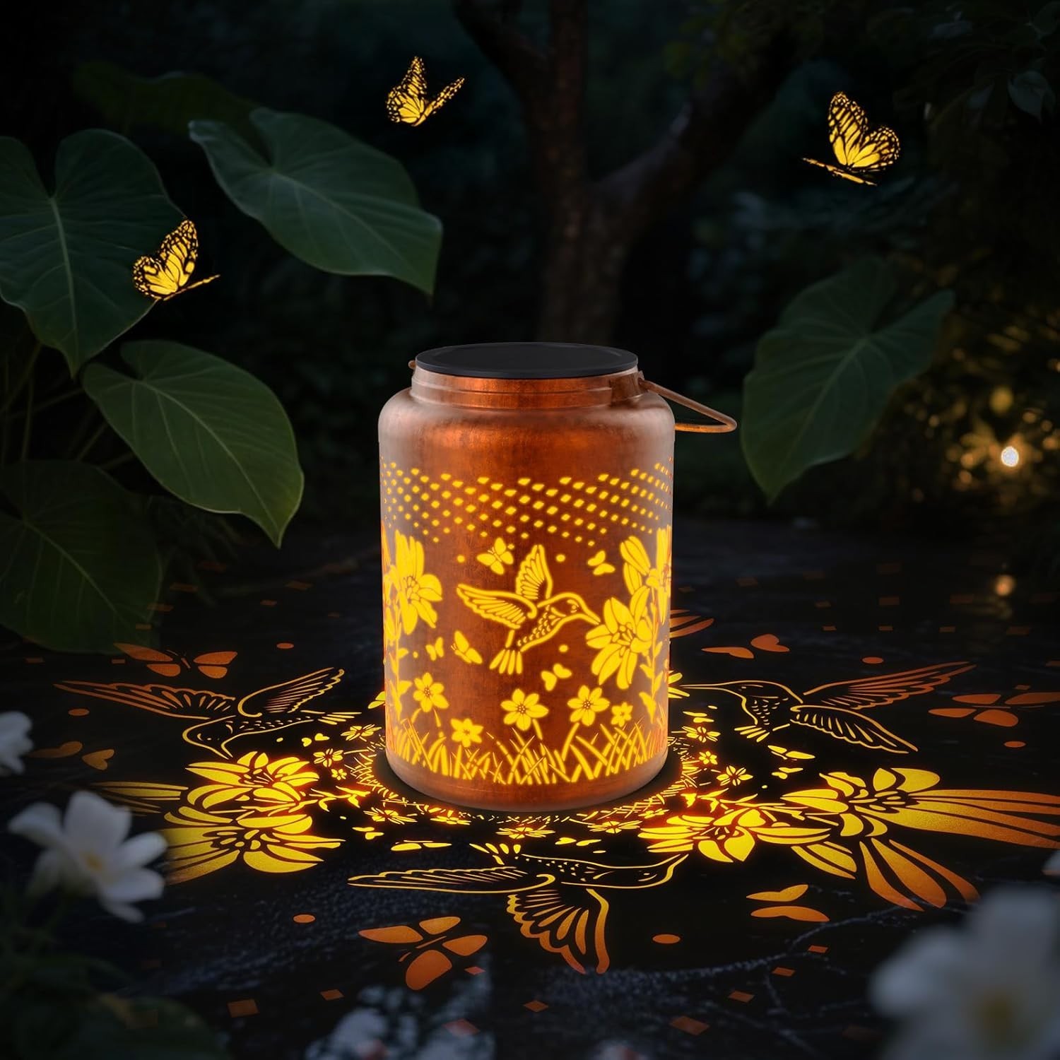 Solar Lantern Hanging Light LED Hummingbird Outdoor Garden Lamp Waterproof Decor