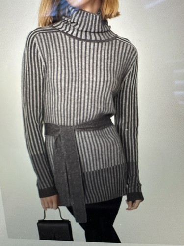 TOME Collective Sweater Womens Medium Grey Merino Wool Blend Rib Turtleneck
