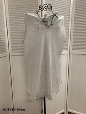 HLT31V Sliver 2X NWT Match Point Linen Shirt Tank Bias Flax VNeck XXL Plus Grey