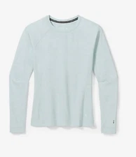 $115 Smartwool Women’s Merino Base Layer Crew Top-Bleached Aqua Heather -Small
