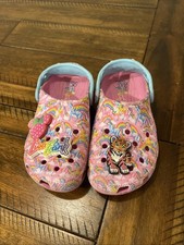 Crocs Lisa Frank Pink Rainbow Unicorns Slip On Clogs Kids Girls Size C11