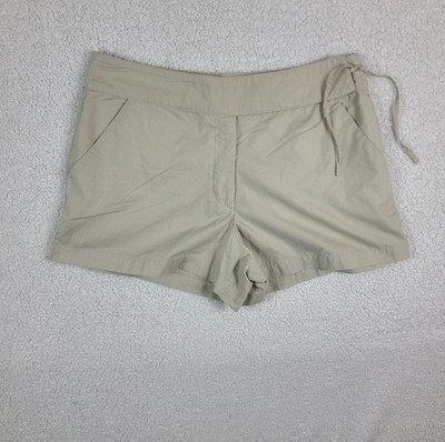 NY & Company Khaki Faux Wrap Tie Shorts Casual Summer Chino Size 14 Bermuda