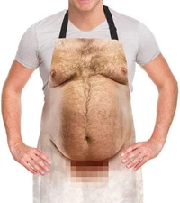 Funny Men Cooking Grilling Aprons Belly BBQ Funny Gag Gifts for Christmas, White