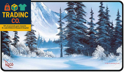 Black Stitched Playmat: Bob Ross - Winter Paradise