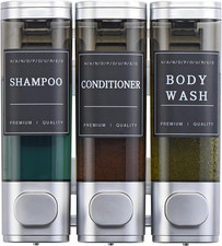 Shampoo and Conditioner Dispenser,Shower Soap Dispenser 3 Chamber No Drill Wall-