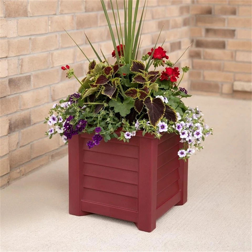 Mayne Lakeland 16x16 Coastal Polyethylene Resin Square Planter in Cranberry Red - Image 2 of 4