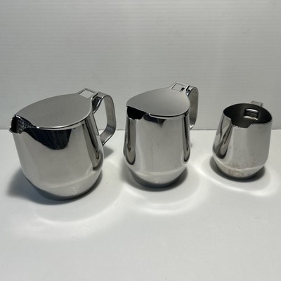 Alfra Alessi 18/8 Stainless Steel Creamer Milk Teapot Set 3 Pcs 4  Italy Mod Dep