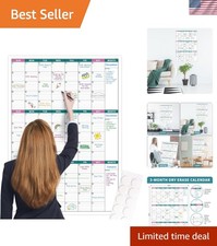 Stylish 28" x 40" Undated Dry Erase Calendar for Effortless Life Organization
