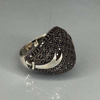 925 Sterling Silver Zulfiqar Sword Men s Ring with Onyx Stone Handcrafted Ring
