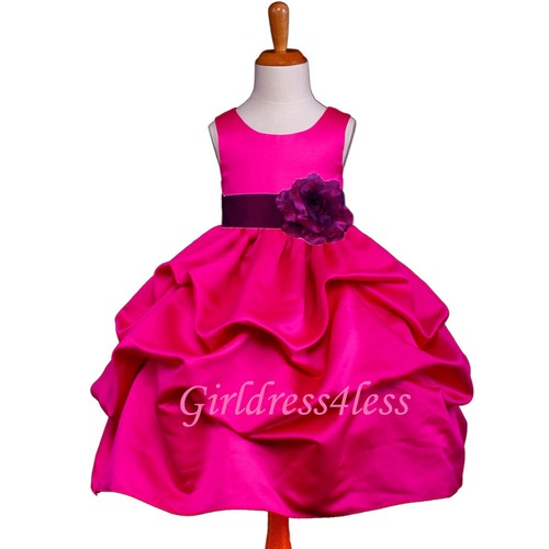 FUCHSIA/PLUM JR. BRIDESMAID PICK UP FLOWER GIRL DRESS 6M 12M 18M 2 4 6 8 10 12 - 第 1/2 張圖片