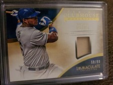  2014 PANINI IMMACULATE CLUBHOUSE MATERIALS YASIEL PUIG GAME USED BAT CARD #/99 