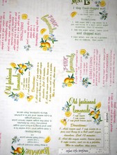 Lemonade Lemon Fruit Recipe Fabric Lemon Fresh Cotton Benartex By The Yard