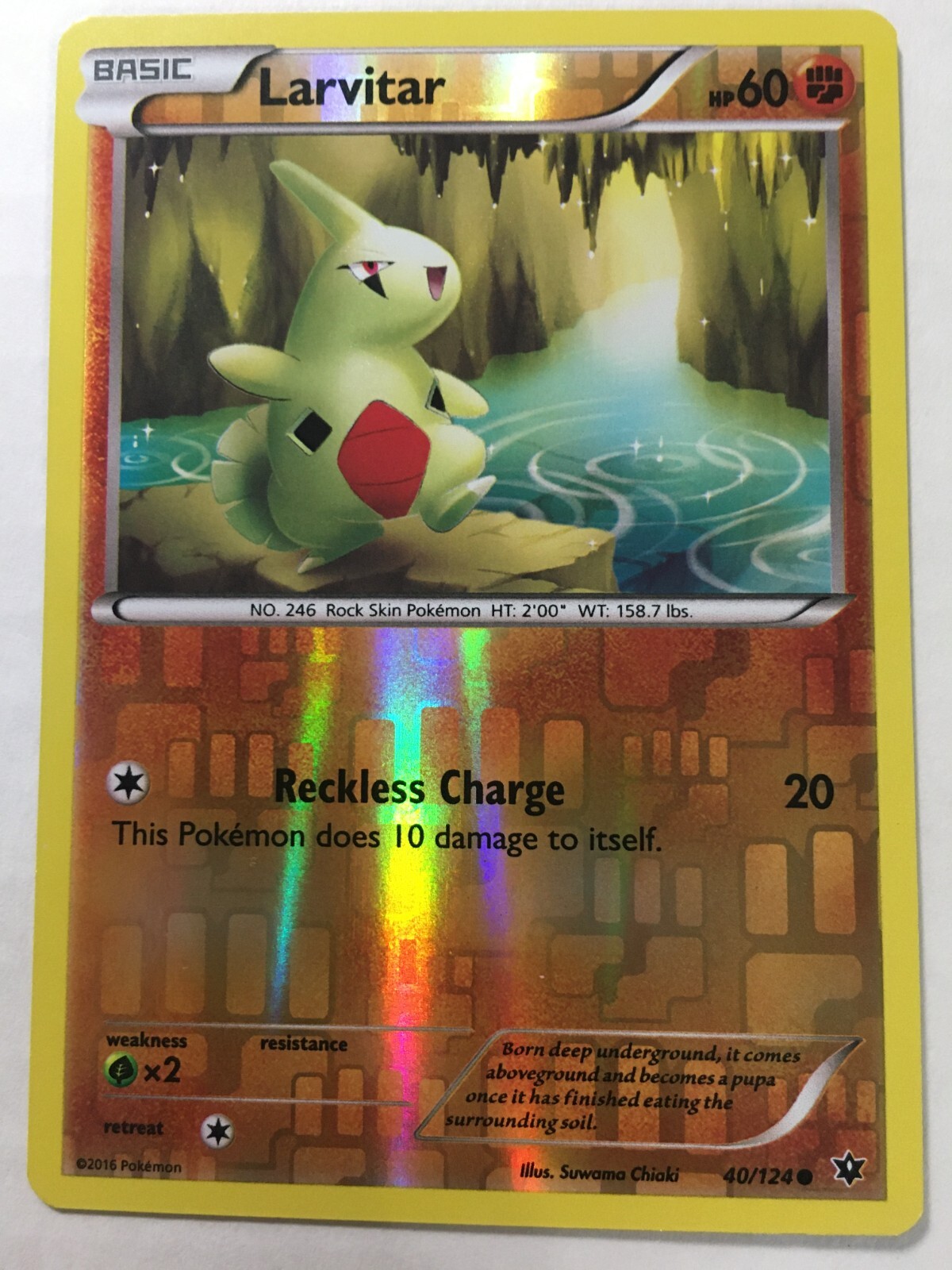 POKEMON LARVITAR 40/124 XY FATES COLLIDE COMMON REVERSE HOLO NEAR MINT