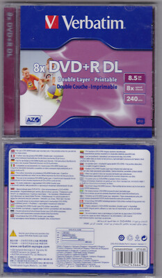 VERBATIM DVD+R Double Layer 8x Speed,Printable 8,5GB 1 Stück NEU & OVP