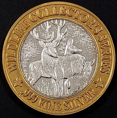 Dubuque Greyhound Park & Casino, Deer, Ltd Ed. $10 Silver Gaming Token!