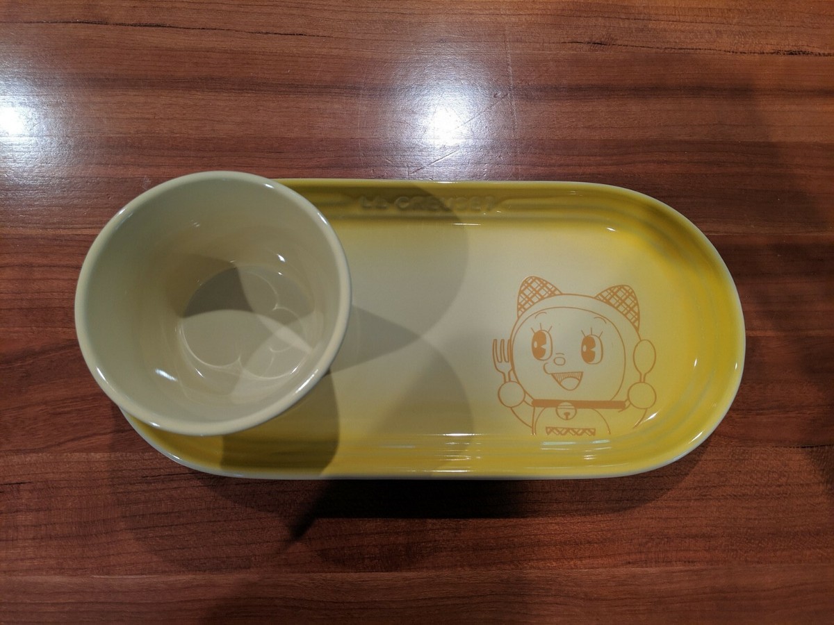 LE CREUSET x Doraemon Oblong Plate bowl Set Dorami Soleil yellow