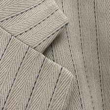 Ladies Long Blazer Jacket Size 14 Beige Black Basler Pinstripe Faux Pockets
