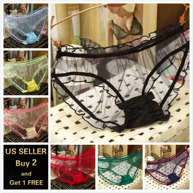 Women Panties Lace Thongs Ultra thin Mesh Underwear Transparent