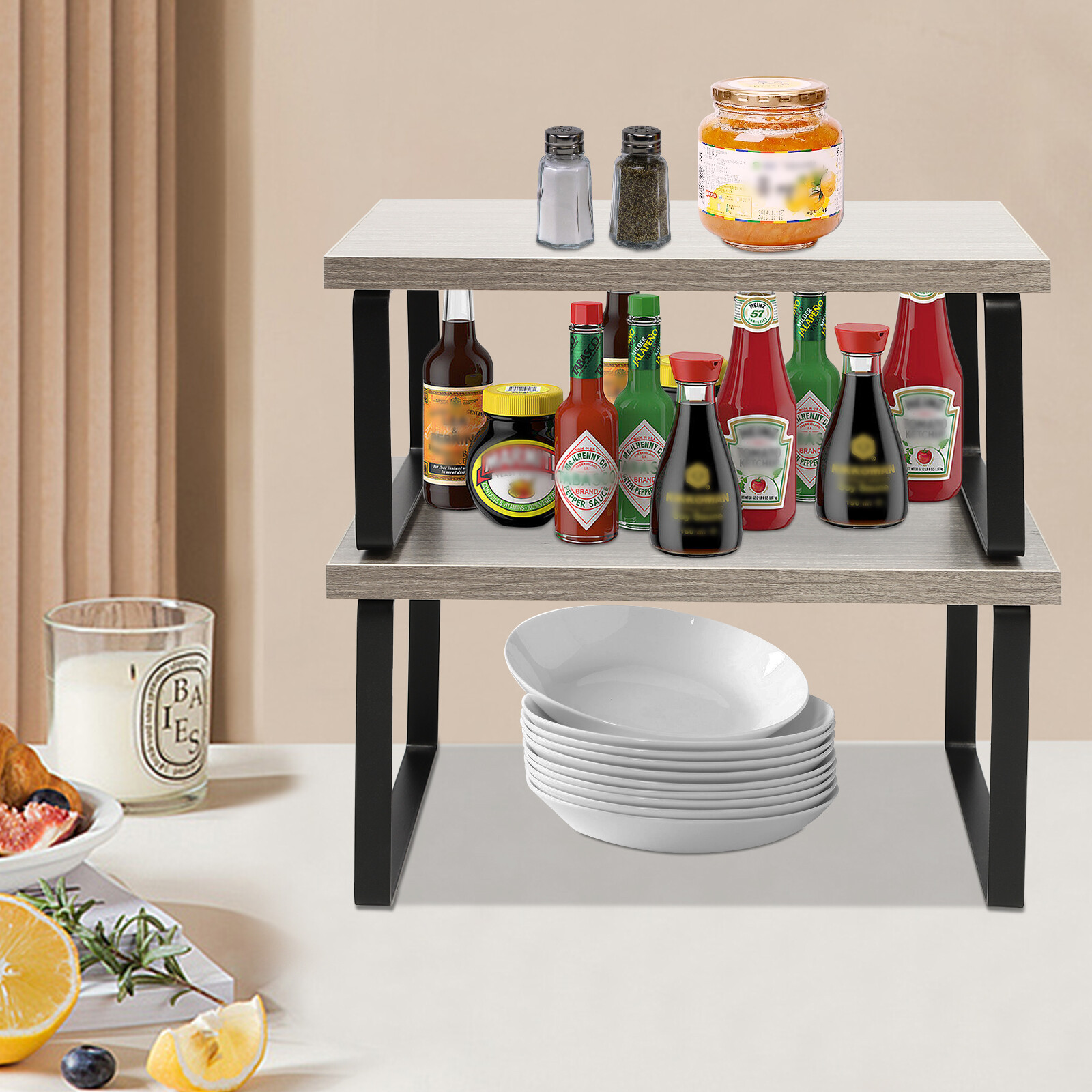 Kitchen Storage Shelf Expandable Stackable Shelf For Kitchen Cupboard