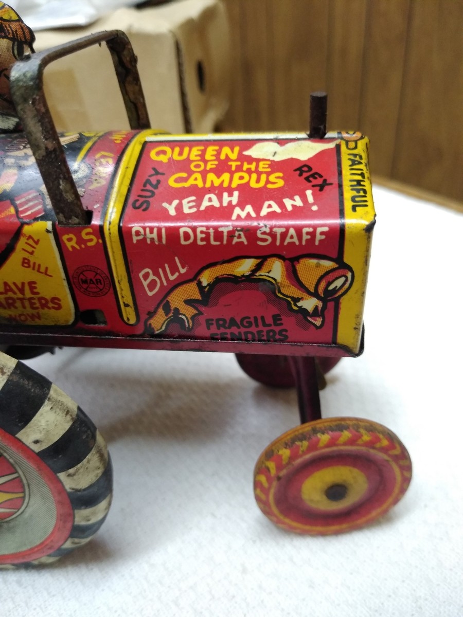LINE MAR TOYS【JALOPYリモコン欠】tinブリキcar箱付toy 1960's Mystery Action Jalopy Tin Battery Operated Toy Car