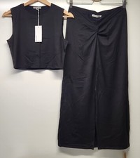 Reformation Rylan Two Piece Knit Black Fitted Midi Dress Set Women's Medium