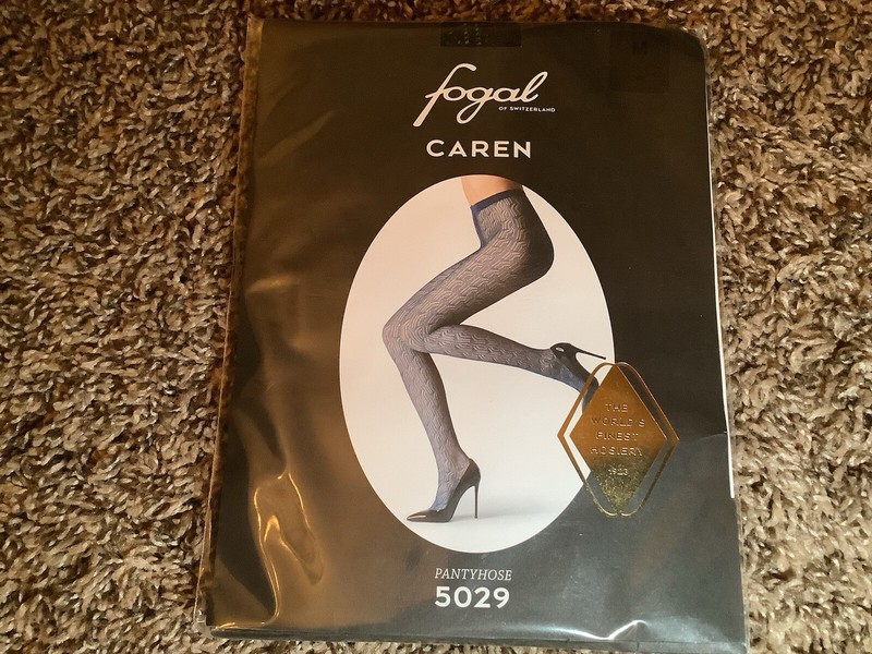 Fogal Caren fine knitted net pantyhose, style 5029, color noir (black), size: M