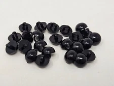 12 pair VTG Zims 10mm Round Black Domed Plastic Sew-On Eyes Amigurumi Craft Doll