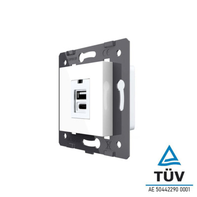 LIVOLO Modul USB Typ A&C Ladesteckdosen 2 Fach USB-A USB-C Aufladen Weiß