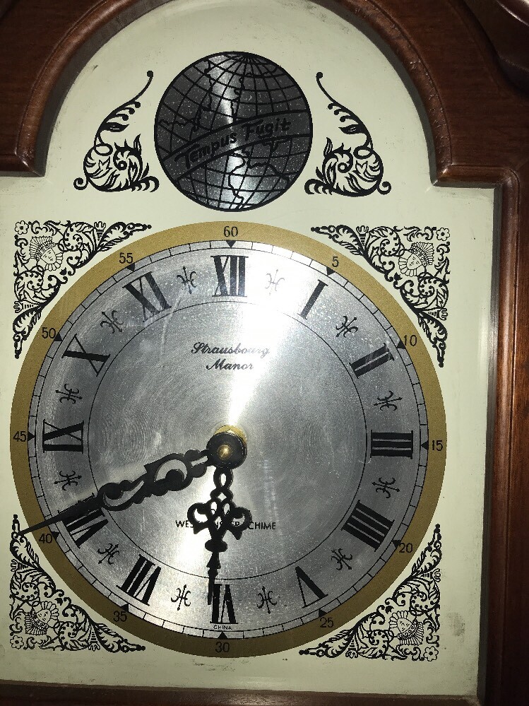 Vintage Tempus Fugit Strasbourg Quartz Westminster Chime Wood Wall