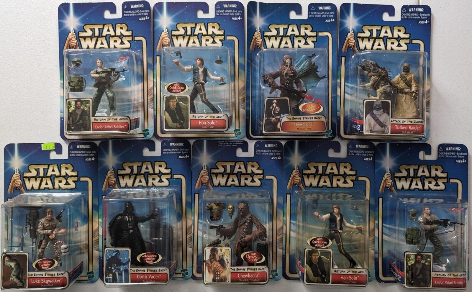 Star Wars Saga 2002/2003 Lot of 9 action figures Trilogy Lot - New in Box 3.75"