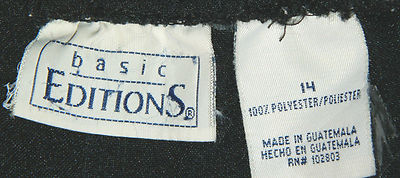 Womens Basic Edition Brand Black Casual Stretch Pants size 14 / 32