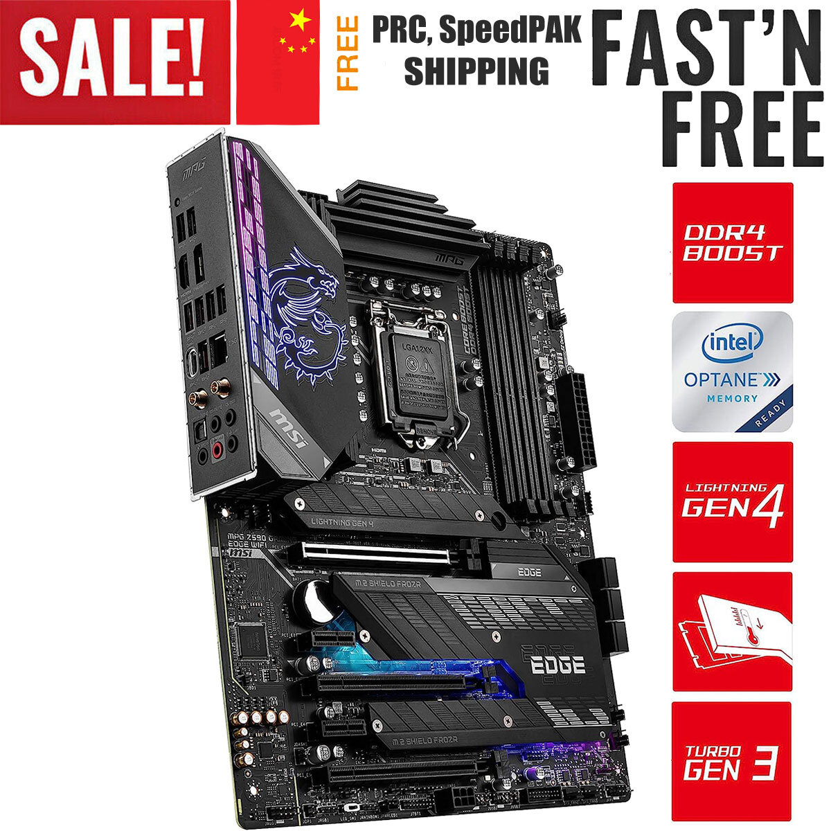 LGA 1200 MSI MPG Z590 Gaming Edge WiFi Motherboard DDR4 M.2 Wi-F