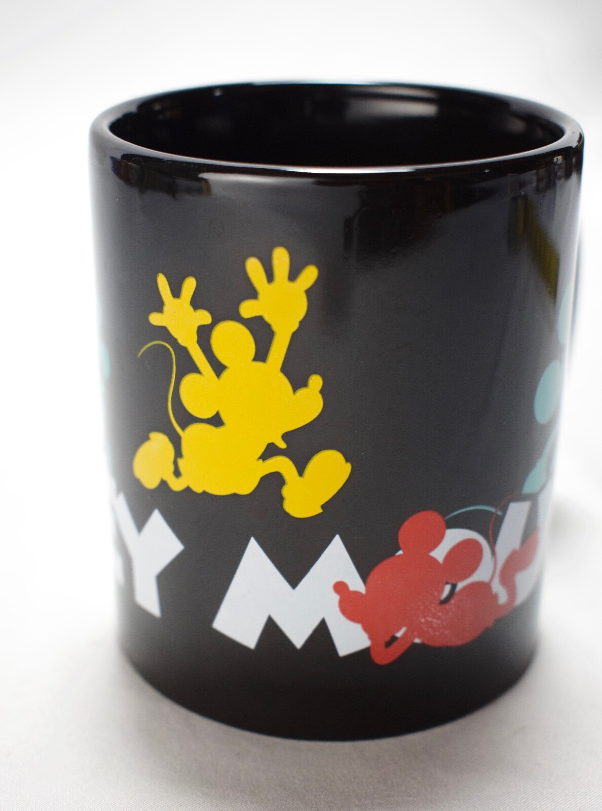 Disney Mickey Mouse Black Multi Color Moving Silhouette Logo Mug 12 Oz ...