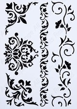 Set of Flowers Borders Big Sizes Reusable Stencil Shabby Shic Romantic / Deco5