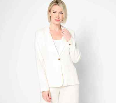 Studio Park x Leah Williams Elevated Linen Blazer Ivory X-small