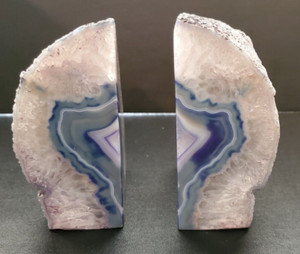 Decorative Bookends. Geode Agate Book Ends for Office Décor and Home (Purple)