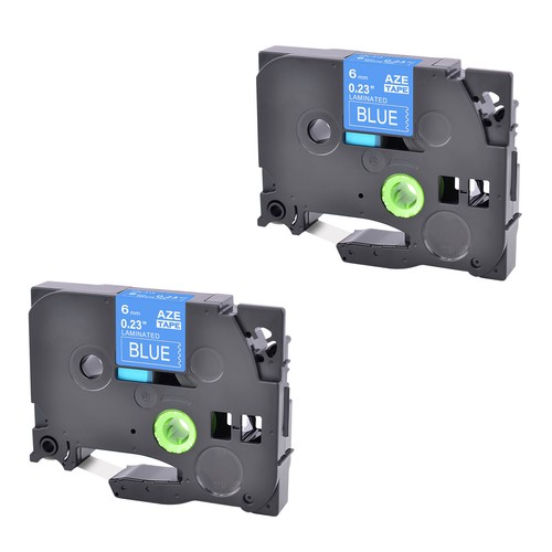 2PK Compatible with Brother PT-H300 TZ TZe 515 White on Blue 0.23" Tape Label